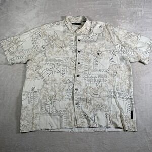 Natural Issue‎ Shirt Mens XL Beige Rayon Hawaiian Aloha Camp Abstract Button Up